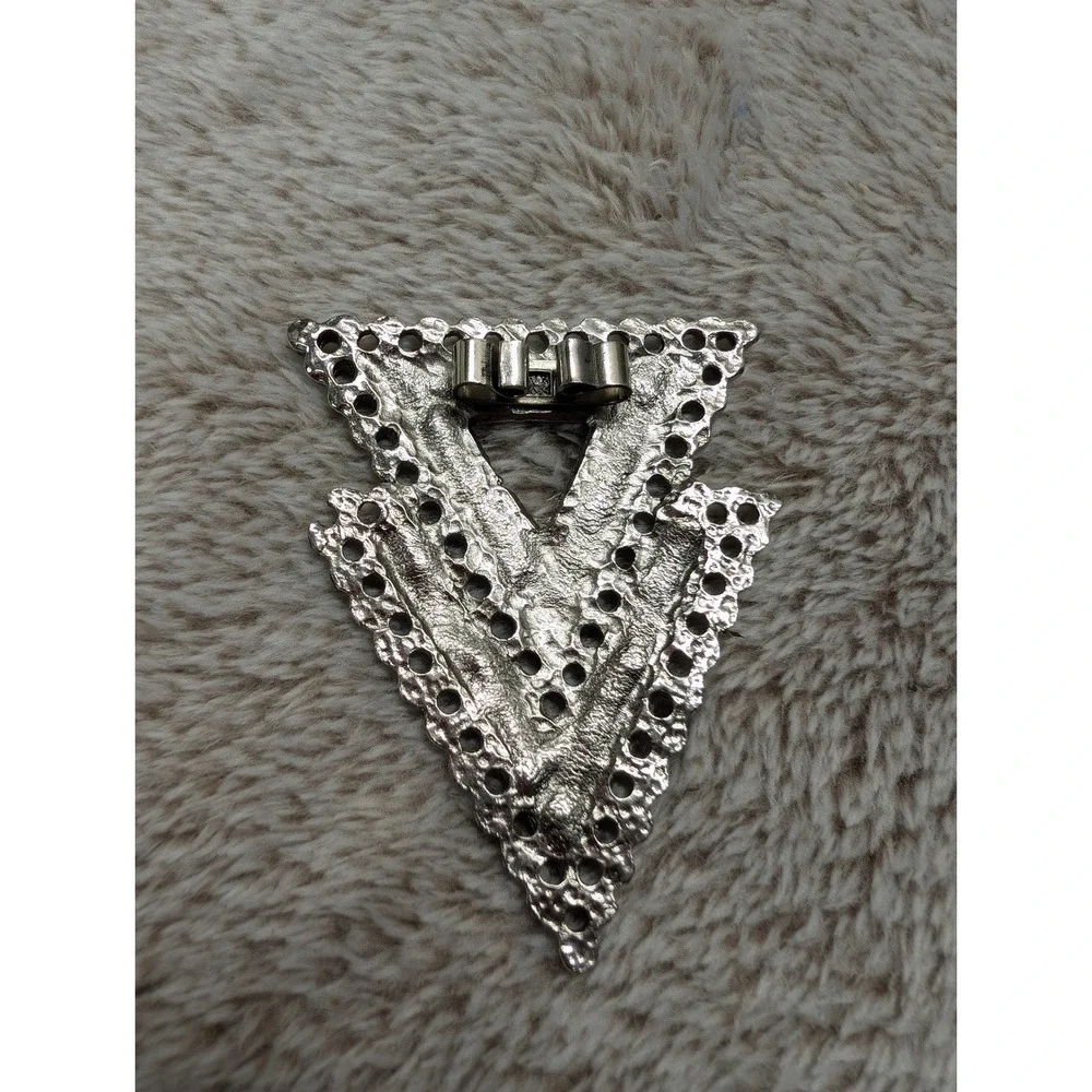 Vintage Silver Tone Arrowhead Bolo Tie Black Braided Cord Geometric Slide